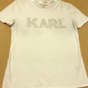 Beaded Karl Block Letters Tee